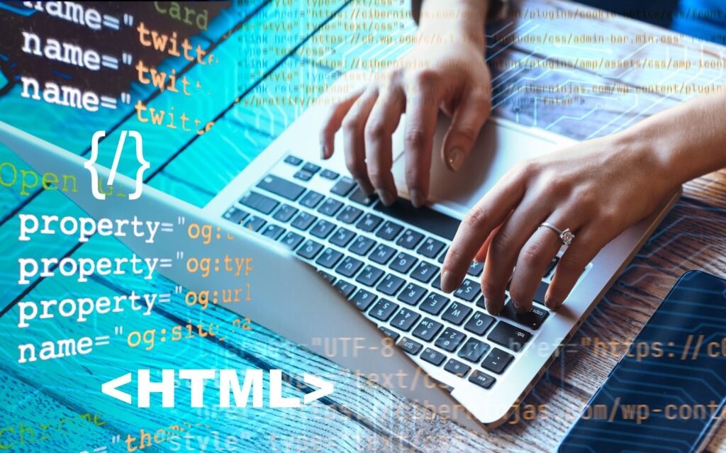 Top view ofcComposition with html system for websites