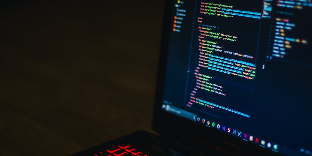 Program code on laptop screen